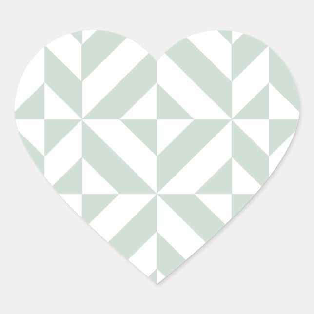 Cool Mint Geometric Deco Cube Pattern Heart Sticker (Front)