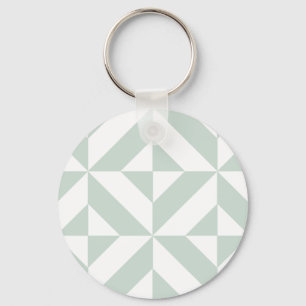 Cool Mint Geometric Deco Cube Pattern Key Ring