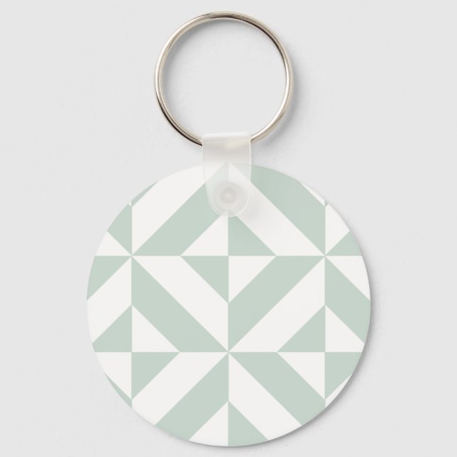 Cool Mint Geometric Deco Cube Pattern Key Ring (Front)