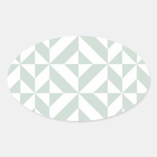 Cool Mint Geometric Deco Cube Pattern Oval Sticker