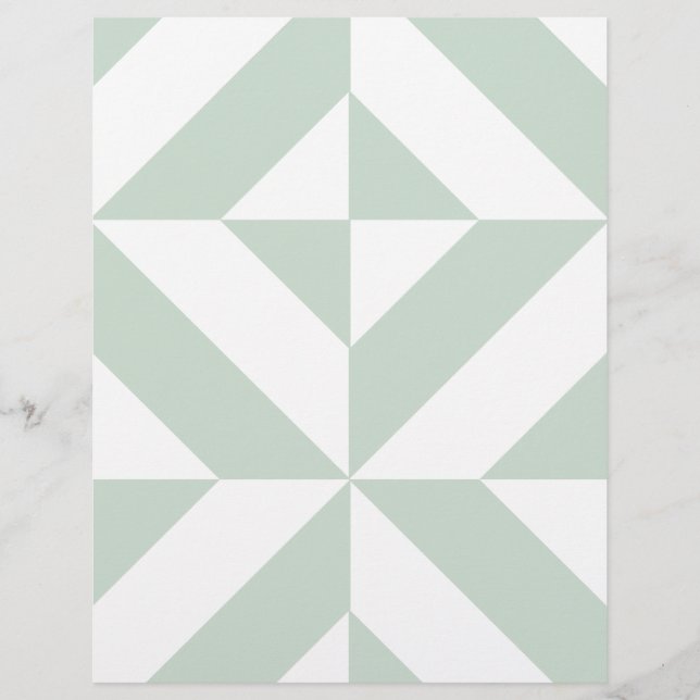 Cool Mint Geometric Deco Cube Scrapbook Paper (Front)
