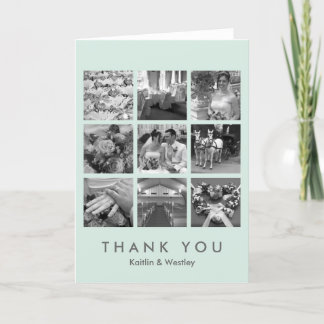 Cool mint grid collage 9 photos memories thank you card