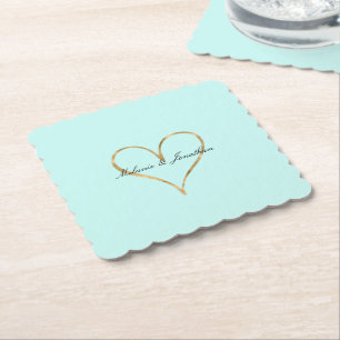 Cool Mint Heart of Gold Paper Coaster