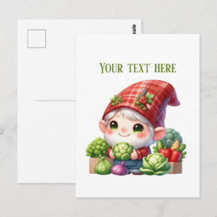 Cool mixed vegetable gnome customisable postcard