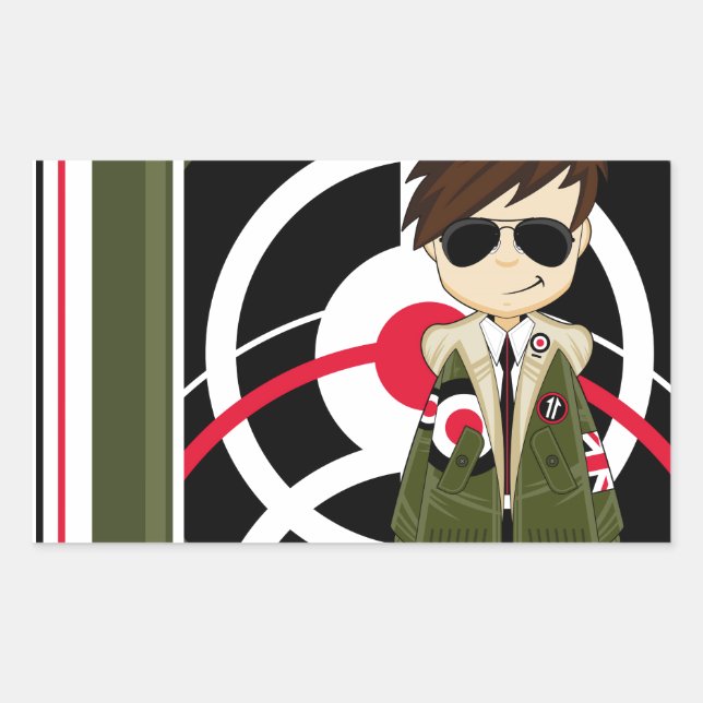 Cool Mod Boy in Parka Rectangular Sticker (Front)