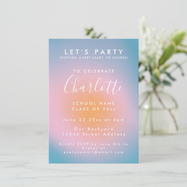 Cool Mod Colourful Groovy Custom Photo Graduation  Invitation (Standing Front)
