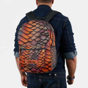 Cool Modern 3d Dragon Scales Customizable Name  Printed Backpack