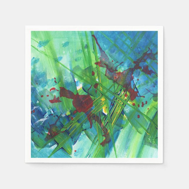 Cool Modern Abstract Acrylic Art Cocktail Napkins (Front)