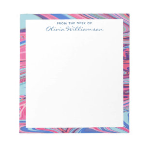 Cool Modern Abstract Art Blue Pink Personalised Notepad