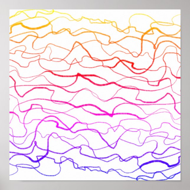 cool modern abstract colourful wavy painted lines poster (Front)