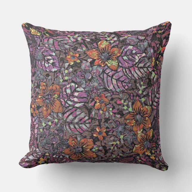 Cool modern Abstract Flowers Pattern art Cushion (Front)