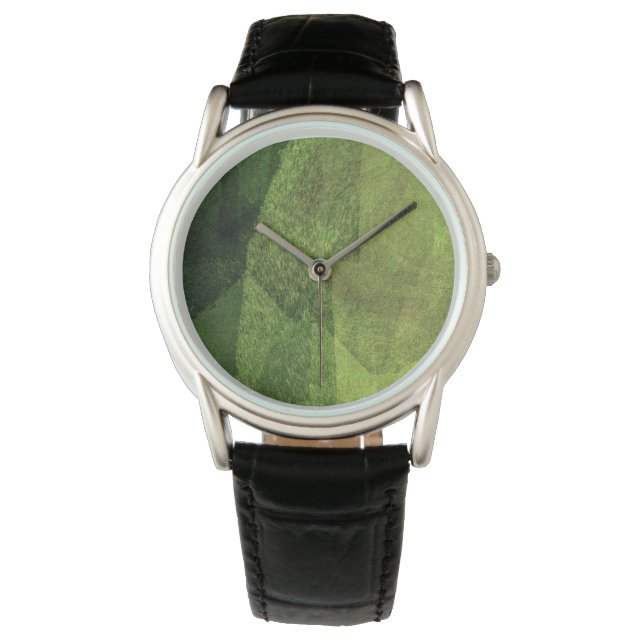 Cool modern abstract green painting design art watch (Front)