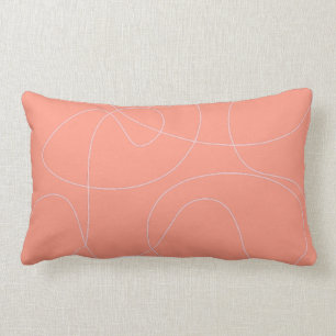 Cool Modern Abstract Line Art Drawing Coral Peach Lumbar Cushion