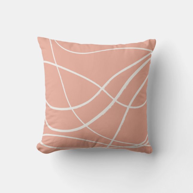 Cool Modern Abstract Line Art Drawing Muted Peach Cushion (Front)