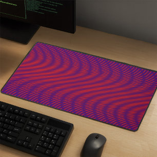 Cool & Modern Abstract Moiré Effect Purple & Red Desk Mat