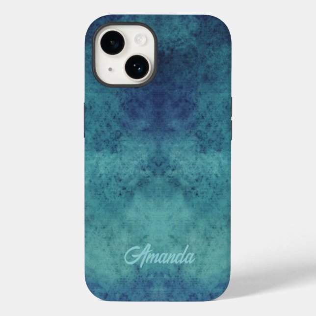 Cool Modern Aqua Blue and Purple Abstract Case-Mate iPhone Case (Back)