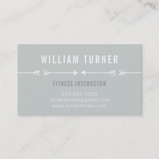 COOL MODERN ARROW simple sketch trendy modern grey Business Card (Front)