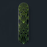 Cool Modern Art Deco Green Black Pattern Skateboard<br><div class="desc">Cool Modern Art Deco Green Black Pattern Skateboard features a green art deco pattern on a black background. Designed by ©Evco Studio www.zazzle.com/store/evcostudio</div>