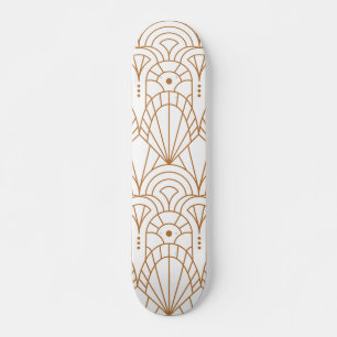 Cool Modern Art Deco Rose Gold White Pattern Skateboard