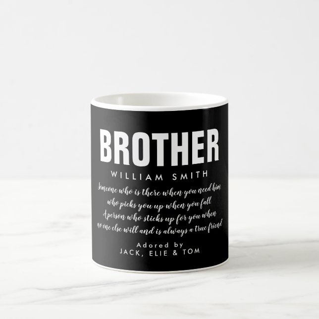 Cool Modern Black and White Brother Quote  Coffee Mug (Center)