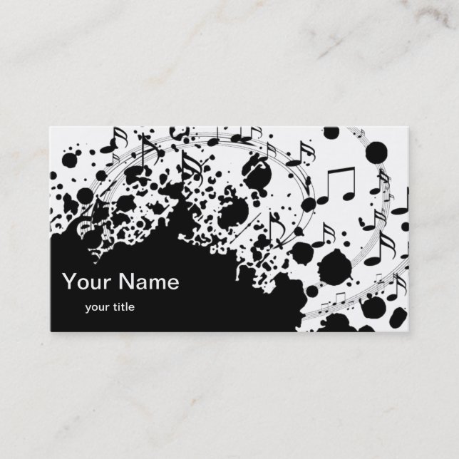 cool modern black and white music business card (Front)