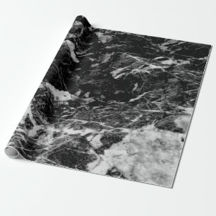 Cool Modern Black Marble Stone Texture Wrapping Paper