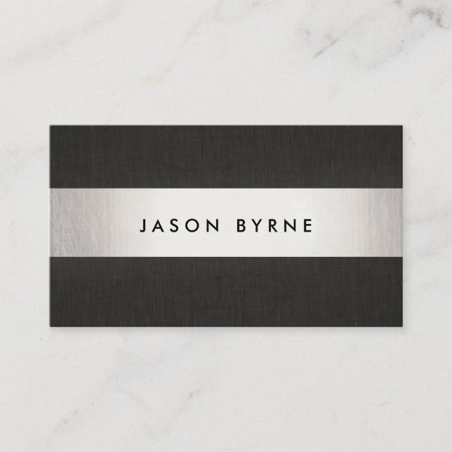 Cool Modern Black Silver Striped Professional Business Card (Front)