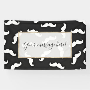 Cool Modern Black White Moustache Pattern Banner