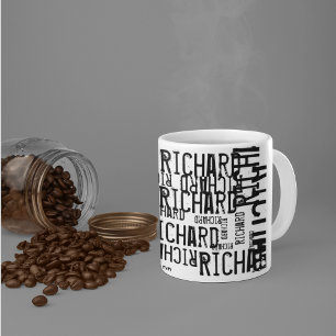 Cool Modern black & white name, typography Coffee Mug