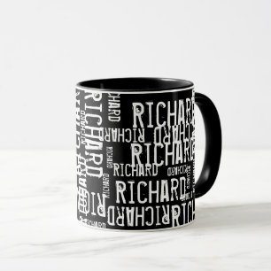 cool & modern black & white name typography  mug