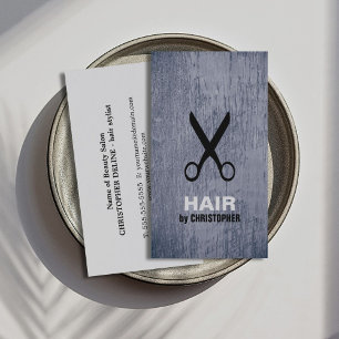 Cool Modern Blue Black Scissor Hairstylist Business Card