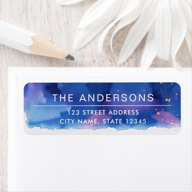 Cool Modern Blue Minimal Starry Night Watercolor (Insitu)