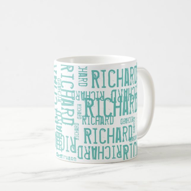cool & modern blue typography coffee mug (Front Right)