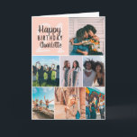Cool modern blush photos collage grid 21 birthday card<br><div class="desc">Cool modern blush photos collage grid 21 birthday ,  add 8 of your friends favourite photo with a modern and cool elegant script font typography. Add your message inside.</div>