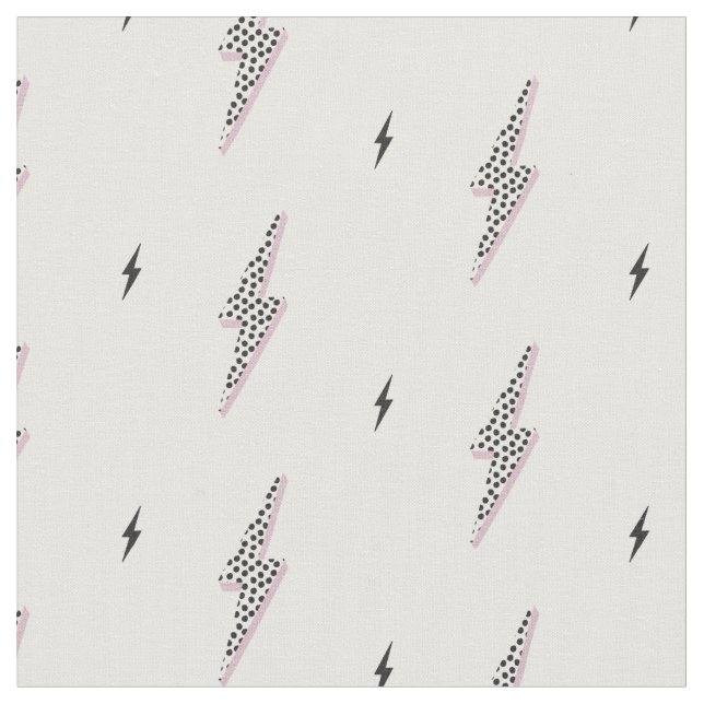 Cool modern bolt power sign white neutral  fabric (Close Up)