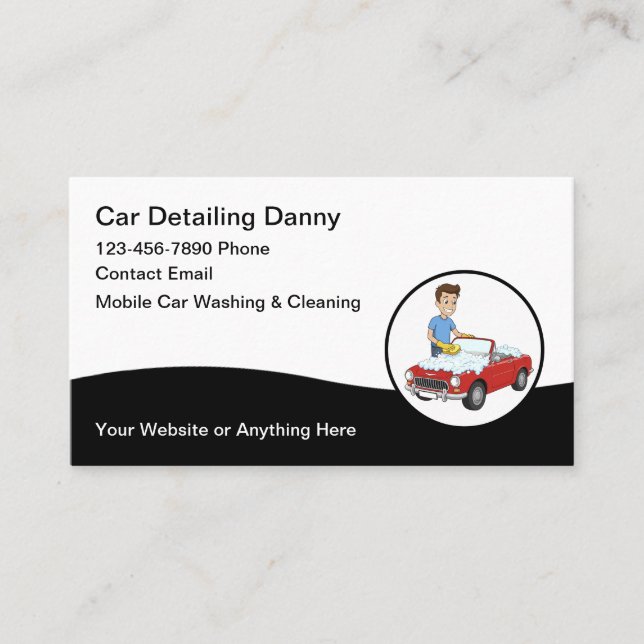 Cool Modern Car Wash Detailing Business Cards (Front)