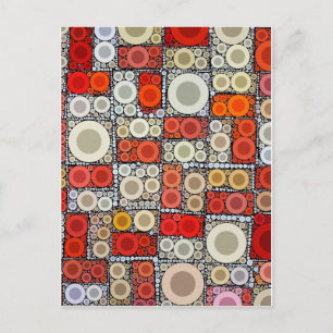 Cool Modern Circle Orange Red Mosaic Tile Postcard