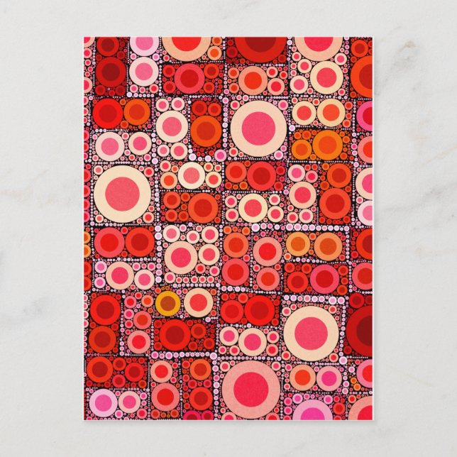 Cool Modern Circle Orange Red Mosaic Tile Postcard (Front)