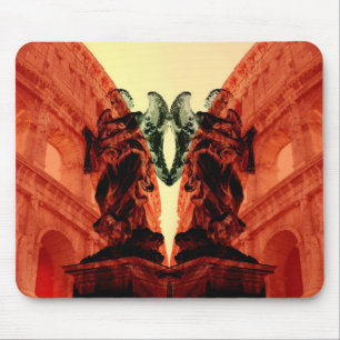 Cool modern collage of historical Rome in red Mouse Mat