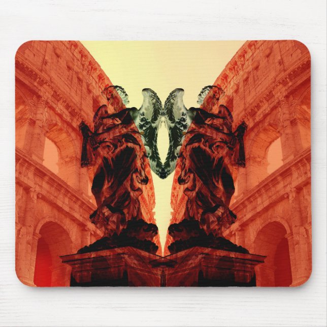 Cool modern collage of historical Rome in red Mouse Mat (Front)