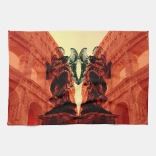 Cool modern collage of historical Rome in red Tea Towel