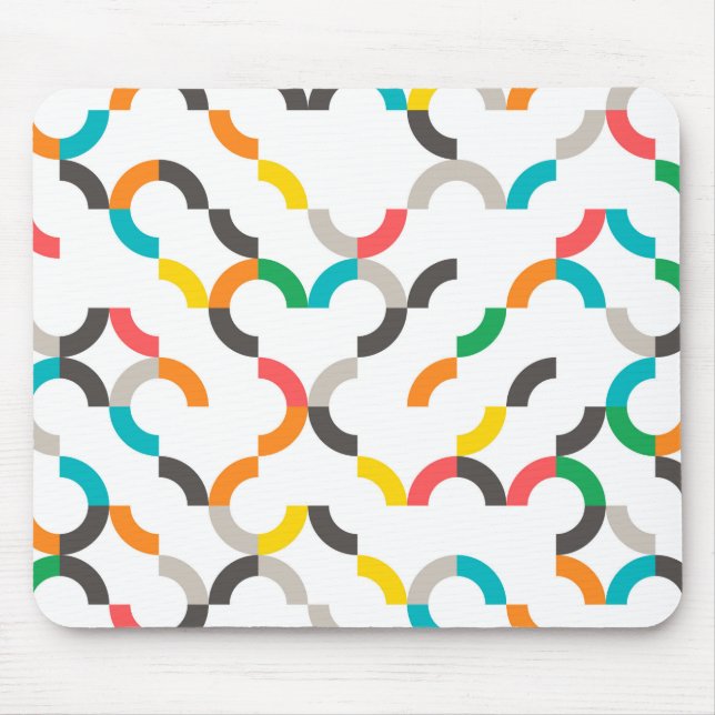 Cool, modern, colorful, trendy circular geometric mouse mat (Front)