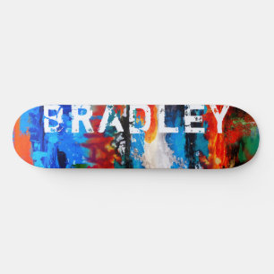 Cool Modern Colourful Abstract Custom Name Skateboard
