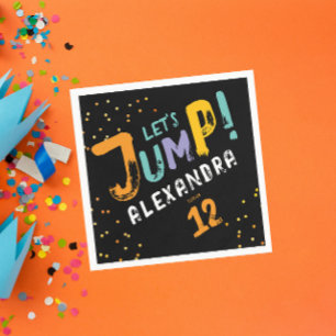 Cool Modern Colourful Black Jump Artsy Brush Typo Napkin