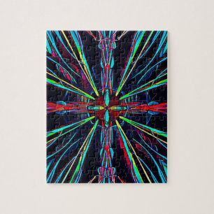 Cool Modern Colourful Neon Pattern Jigsaw Puzzle