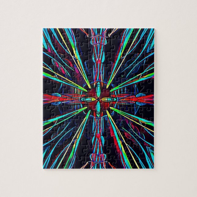 Cool Modern Colourful Neon Pattern Jigsaw Puzzle (Vertical)