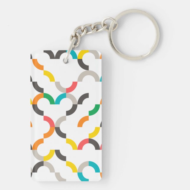 Cool, modern, colourful, trendy circular geometric key ring (Back)