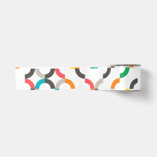 Cool, modern, colourful, trendy circular geometric satin ribbon