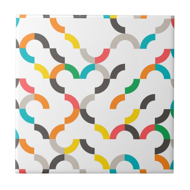 Cool, modern, colourful, trendy circular geometric tile (Front)