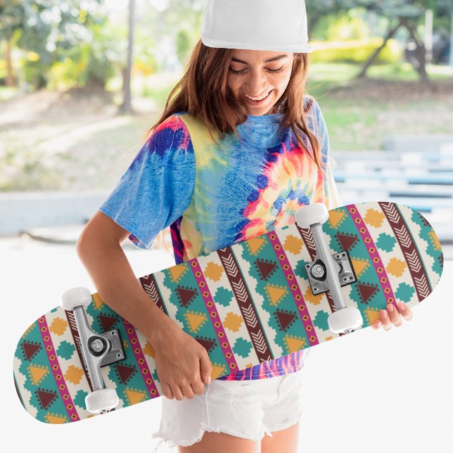 Cool Modern Colourful Tribal Pattern Skateboard (Creator Uploaded)